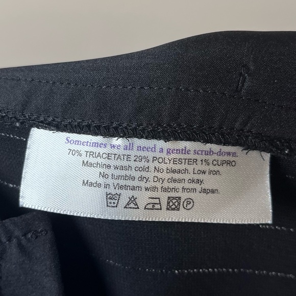 M.M. Lafleur Elliott Pinstripe Pleated Wide Leg Trousers Faded Stripe Black 6 - Picture 9 of 9